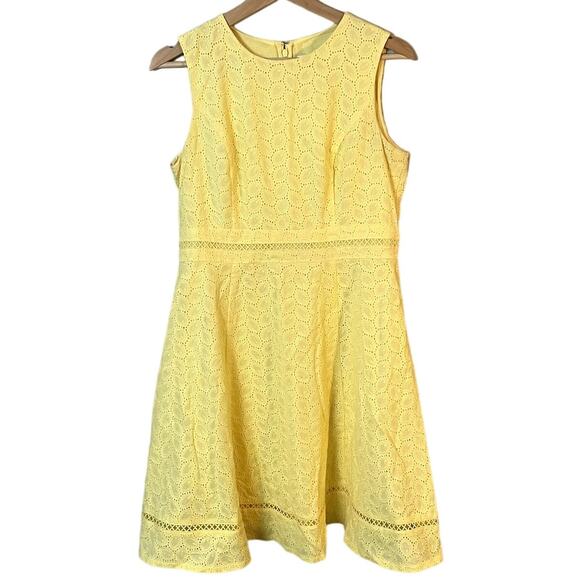 Calvin Klein Dresses & Skirts - Calvin Klein Yellow Eyelet Detail Lace A-Line Cocktail Dress Women's SZ 8P EUC